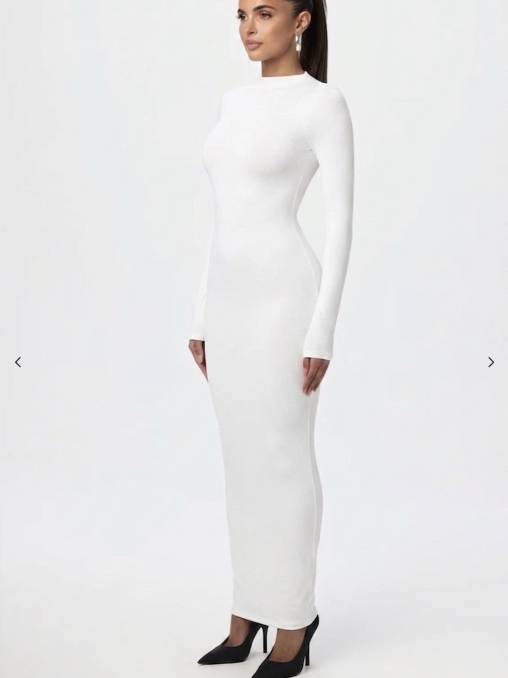 naked wardrobe White Long-Sleeve Bodycon Maxi Dress